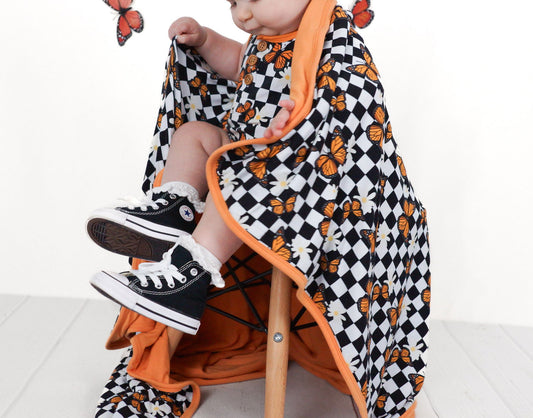 3-Layer Oversized Cozy Blanket - Butterflies - Natural CuteNest