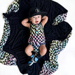 3-Layer Oversized Cozy Blanket - Neon Dizzy Check - Natural CuteNest