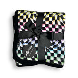 3-Layer Oversized Cozy Blanket - Neon Dizzy Check - Natural CuteNest