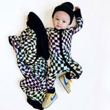 3-Layer Oversized Cozy Blanket - Neon Dizzy Check - Natural CuteNest
