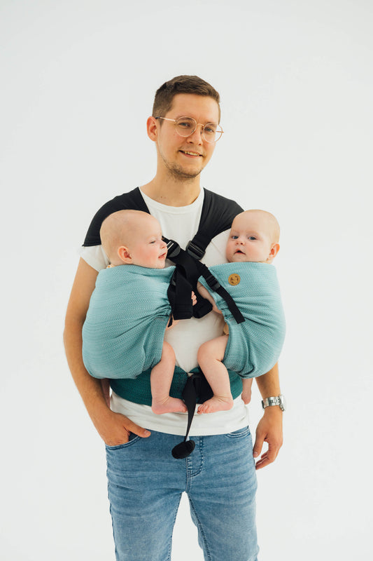 LennyTwin Adjustable Twin Carrier – Standard Size, Little Herringbone Ombre Green