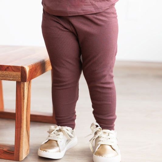 BAMBOO RIB LEGGINGS- Black Cherry - Natural CuteNest