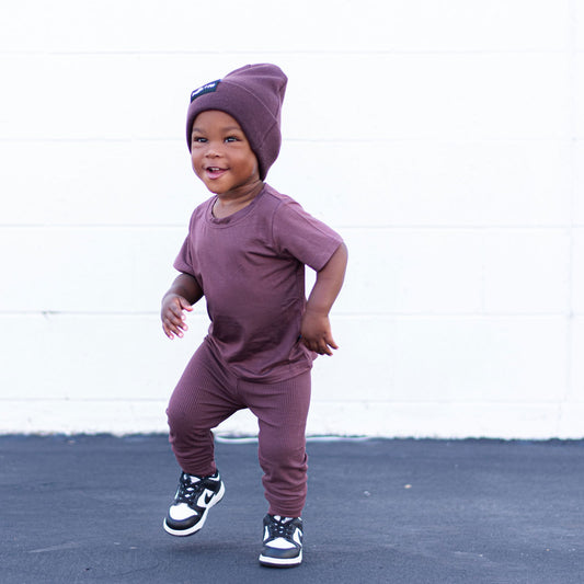 BAMBOO RIB LEGGINGS- Black Cherry - Natural CuteNest