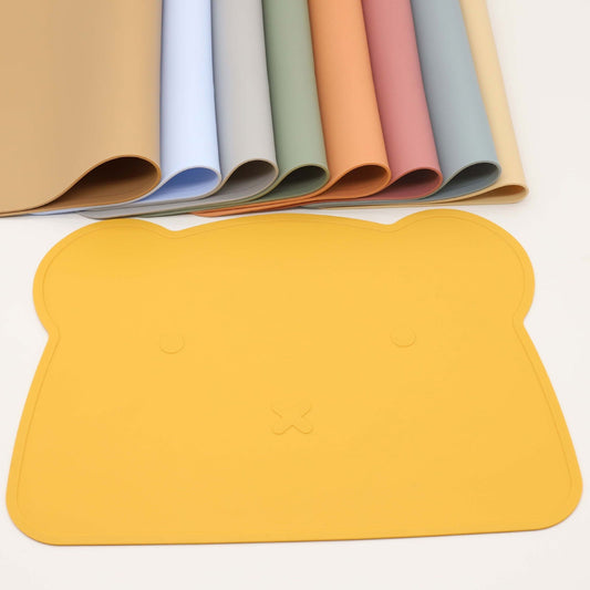 Baby Bear Shape Silicone Washable Insulated Placemat - Natural CuteNest