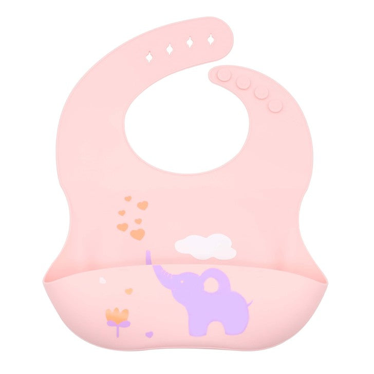 Baby Cartoon Animal Print Food Grade Multi-Adjustable Silicone Bibs - Natural CuteNest
