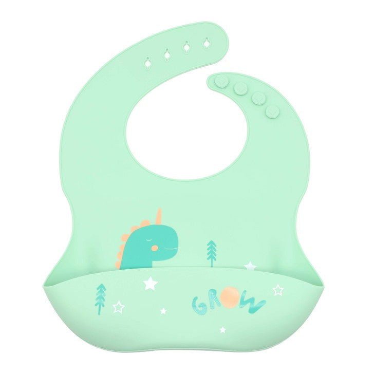 Baby Cartoon Animal Print Food Grade Multi-Adjustable Silicone Bibs - Natural CuteNest