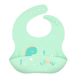 Baby Cartoon Animal Print Food Grade Multi-Adjustable Silicone Bibs - Natural CuteNest
