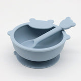 Baby Cartoon Bear Shape Complementary Food Training Silicone Bowl With Spoon Sets - Natural CuteNest
