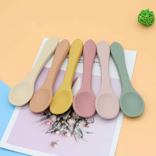Baby Food Grade Complementary Food Training Silicone Spoon Fork Sets - Natural CuteNest