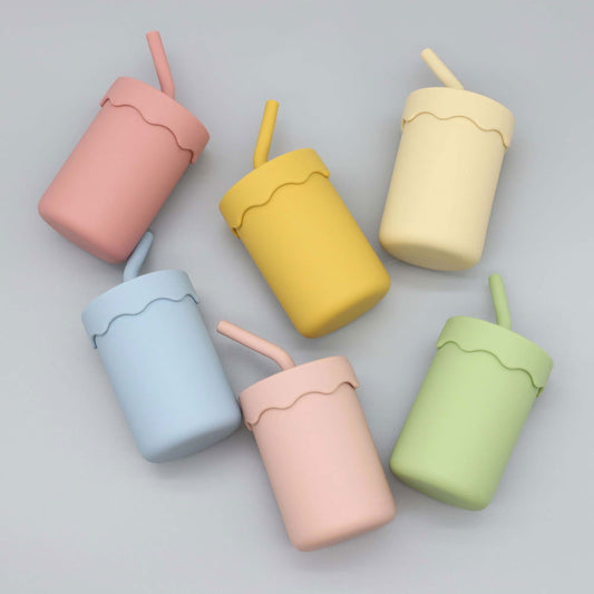 Baby Food Grade Silicone Straw Water Cup Training Leakproof Drop Resistant Drinking Cups - Natural CuteNest
