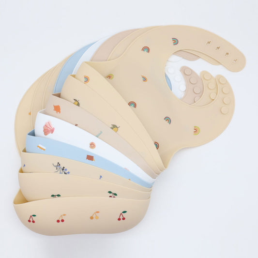 Baby Printed Pattern Food Grade Silicone Bibs - Natural CuteNest