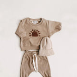 Baby Rainbow Sun Pattern Hoodies Combo Pants Sets - Natural CuteNest