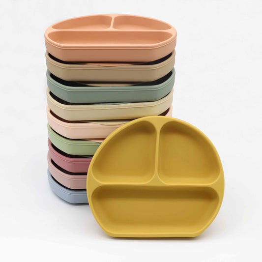 Baby Silicone Compartment Plate With Wooden Spoon - Natural CuteNest