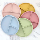 Baby Silicone Round Sucker Compartment Dinner Plate With Spoon Fork Sets - Natural CuteNest