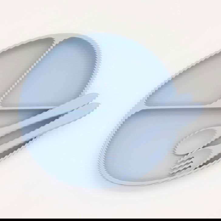 Baby Silicone Round Sucker Compartment Dinner Plate With Spoon Fork Sets - Natural CuteNest