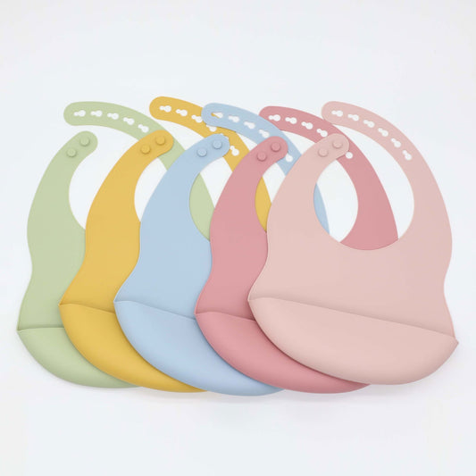 Baby Solid Color Food Grade Silicone Bibs - Natural CuteNest