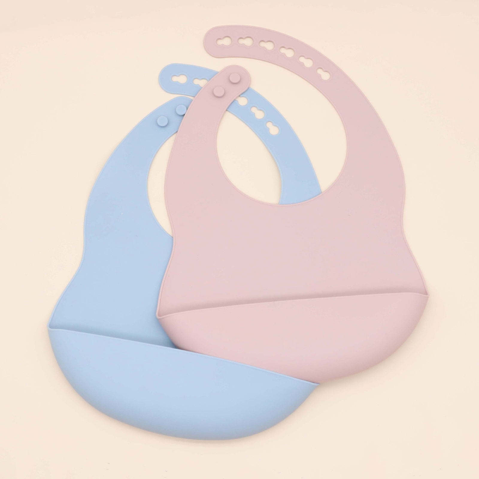 Baby Solid Color Food Grade Silicone Bibs - Natural CuteNest