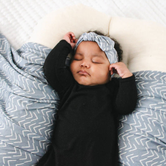 Bamboo Blanket in Blue Mud Cloth - Natural CuteNest