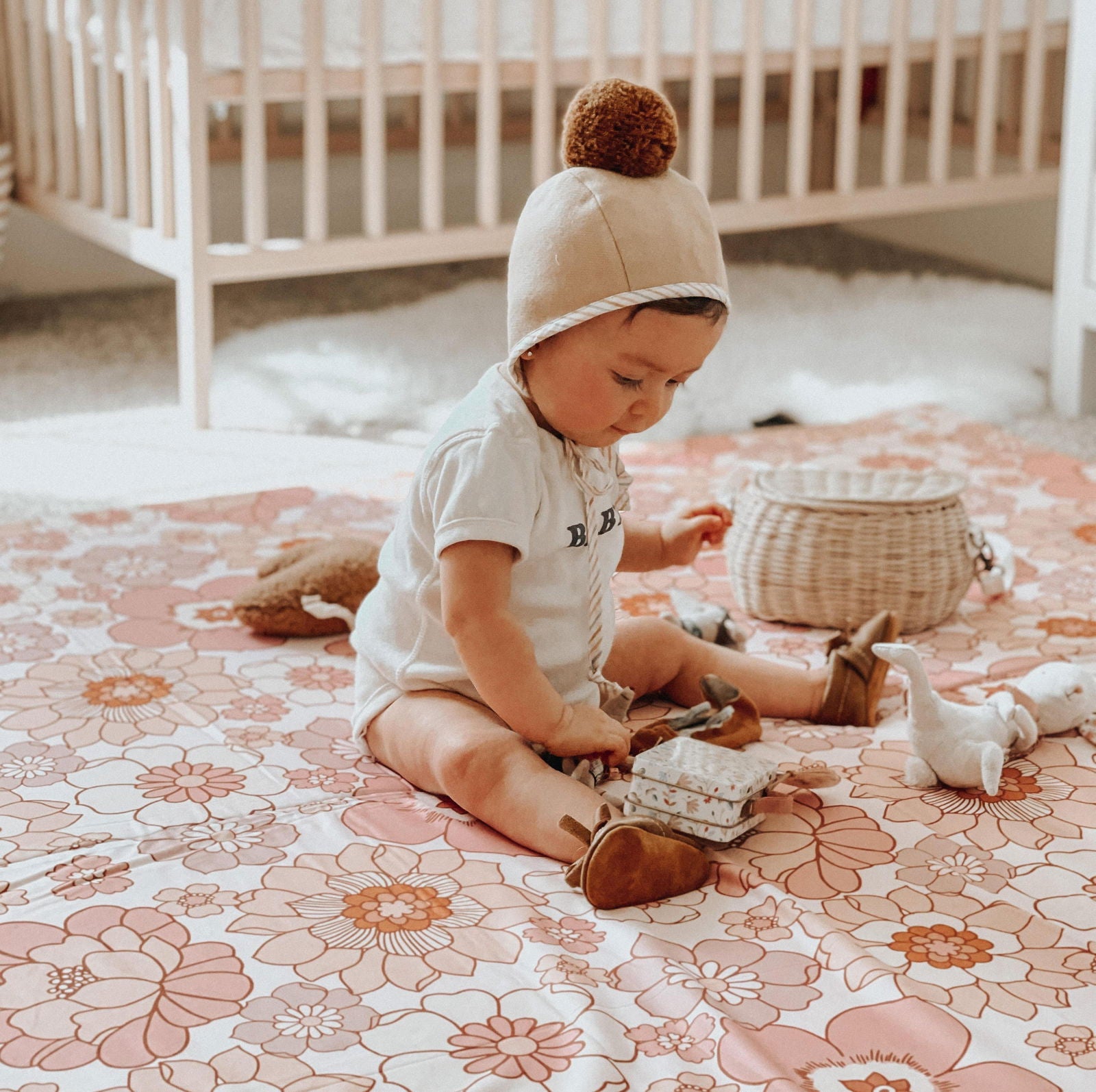 Blooms Organic Cotton Mat - Natural CuteNest