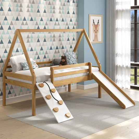 Casita Kids House Play Wood Montessori inspired Twin Bed - Natural CuteNest