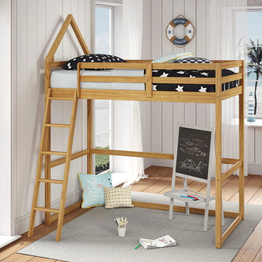 Casita Kids Loft Montessori Inspired Twin Wood Bed - Natural CuteNest