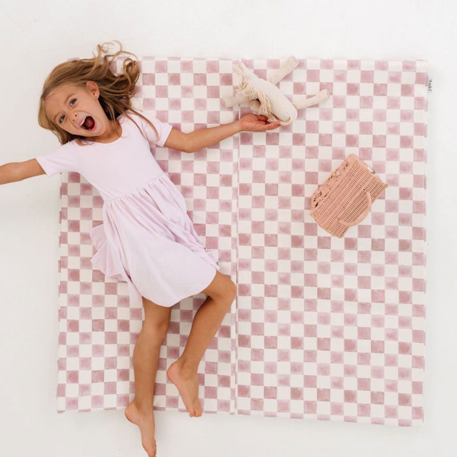 Checker Gumdrop Vegan Leather Mat - Natural CuteNest