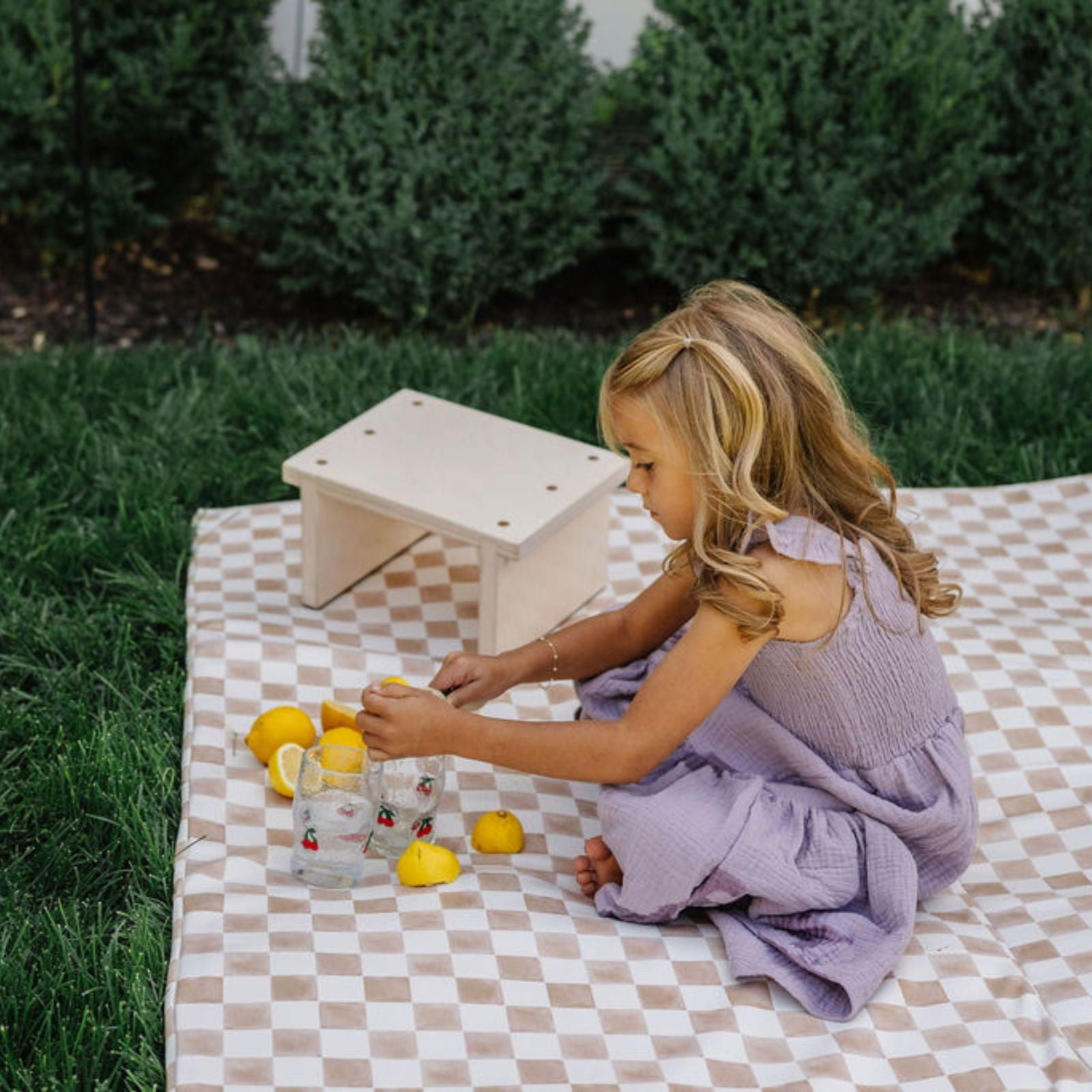 Checker Gumdrop Vegan Leather Mat - Natural CuteNest