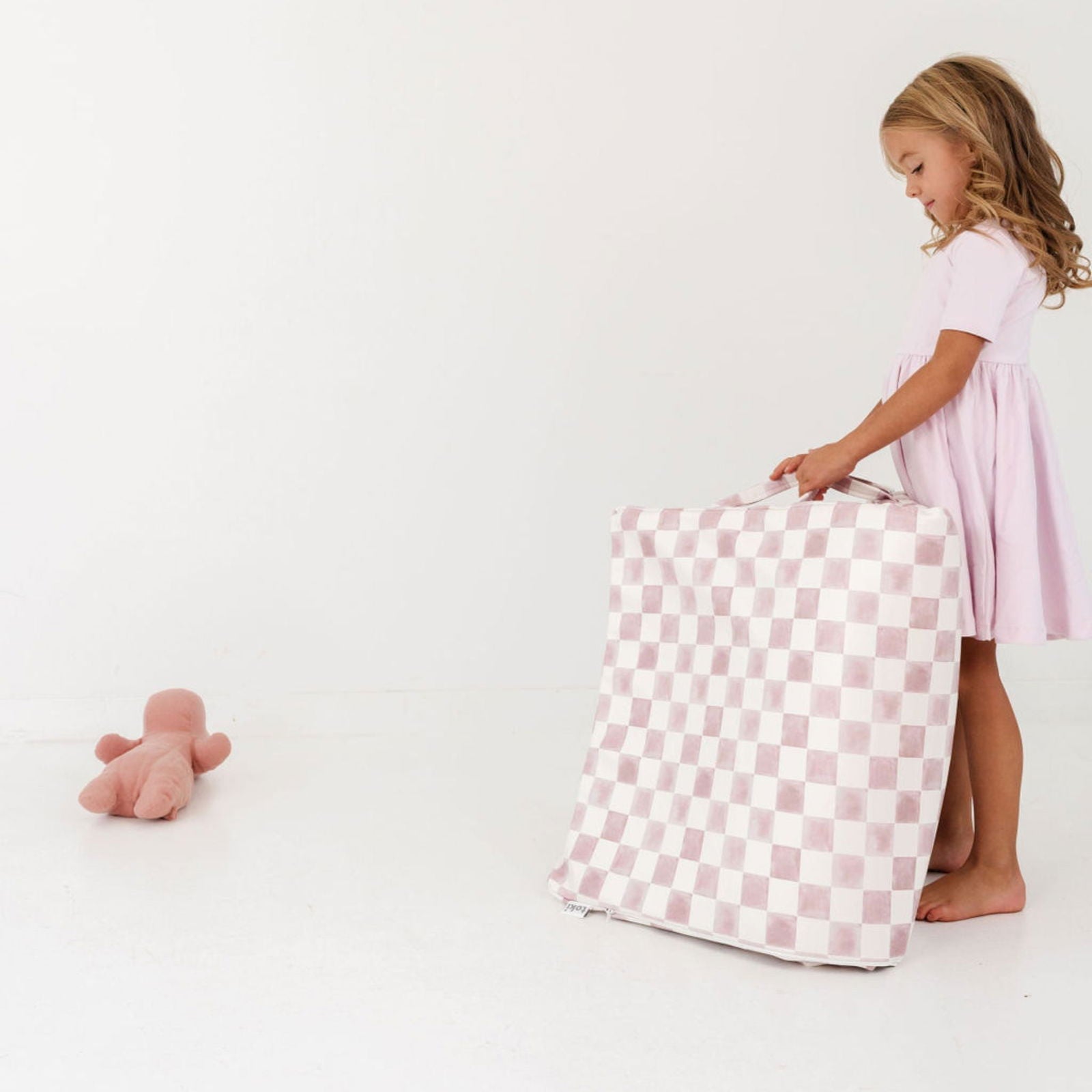 Checker Gumdrop Vegan Leather Mat - Natural CuteNest