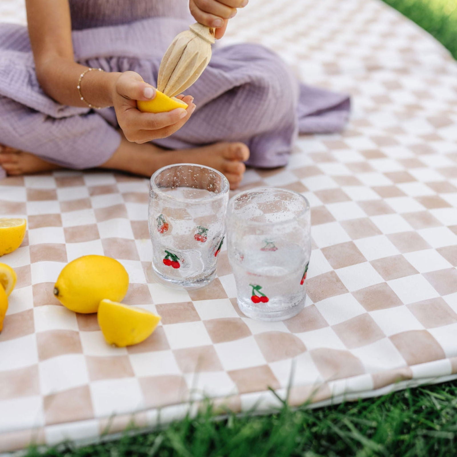 Checker Gumdrop Vegan Leather Mat - Natural CuteNest