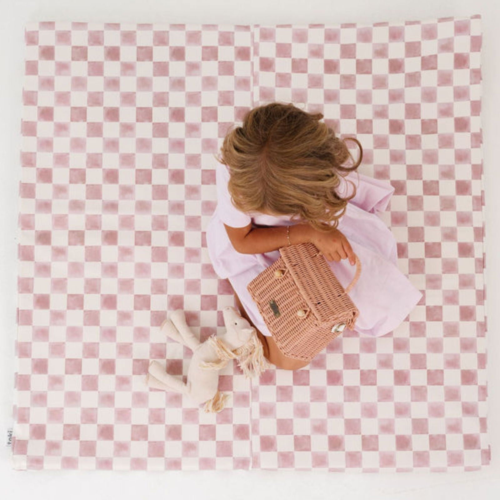 Checker Gumdrop Vegan Leather Mat - Natural CuteNest