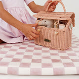 Checker Gumdrop Vegan Leather Mat - Natural CuteNest