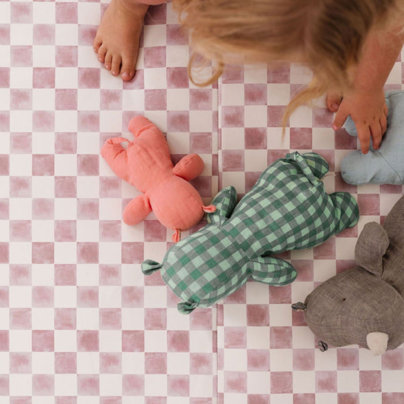 Checker Gumdrop Vegan Leather Mat - Natural CuteNest