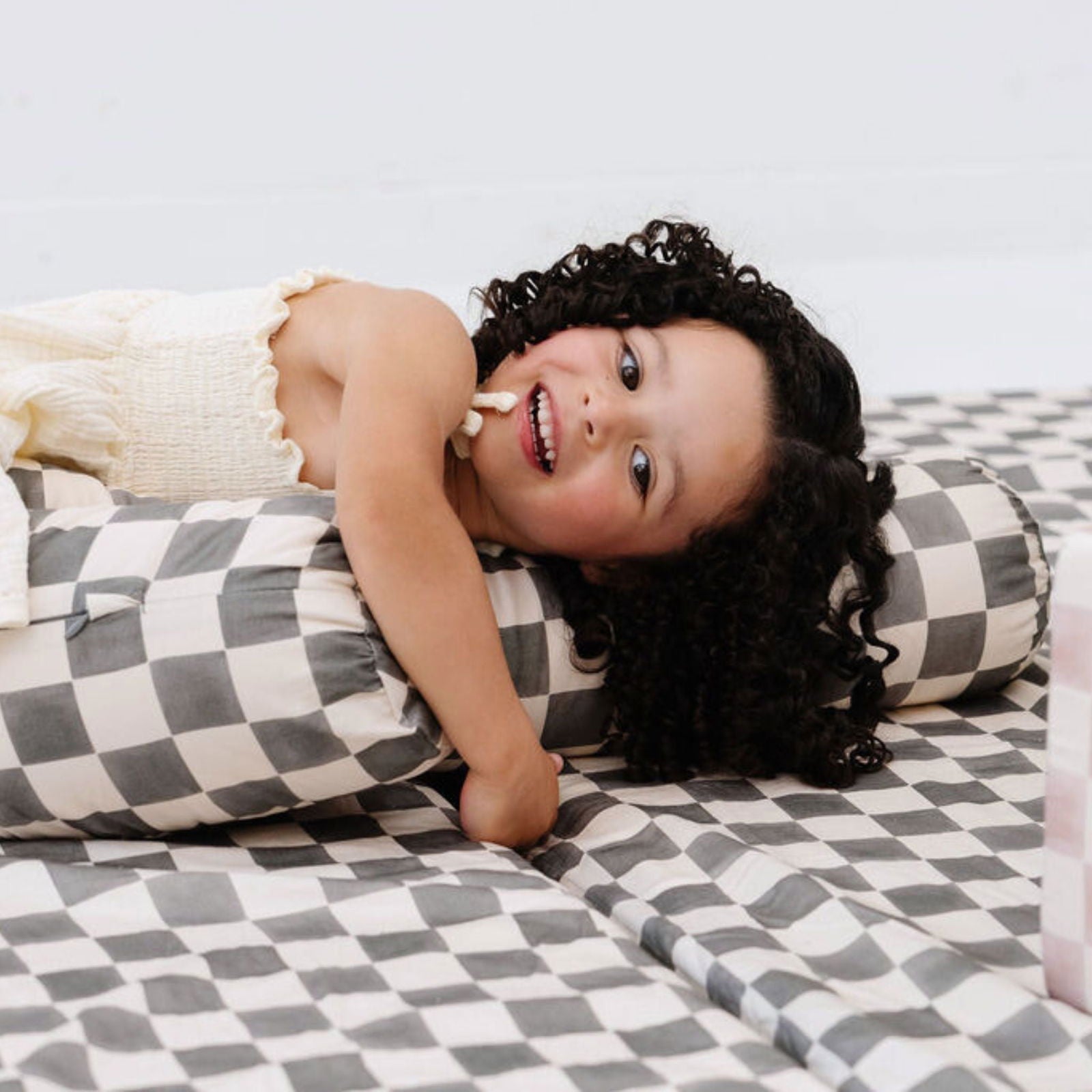 Checker Pepper Support Pillow - Natural CuteNest