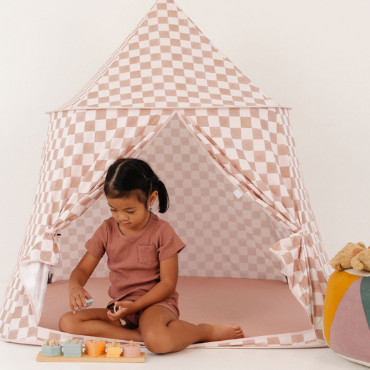Checker Toffee Play Tent - Natural CuteNest