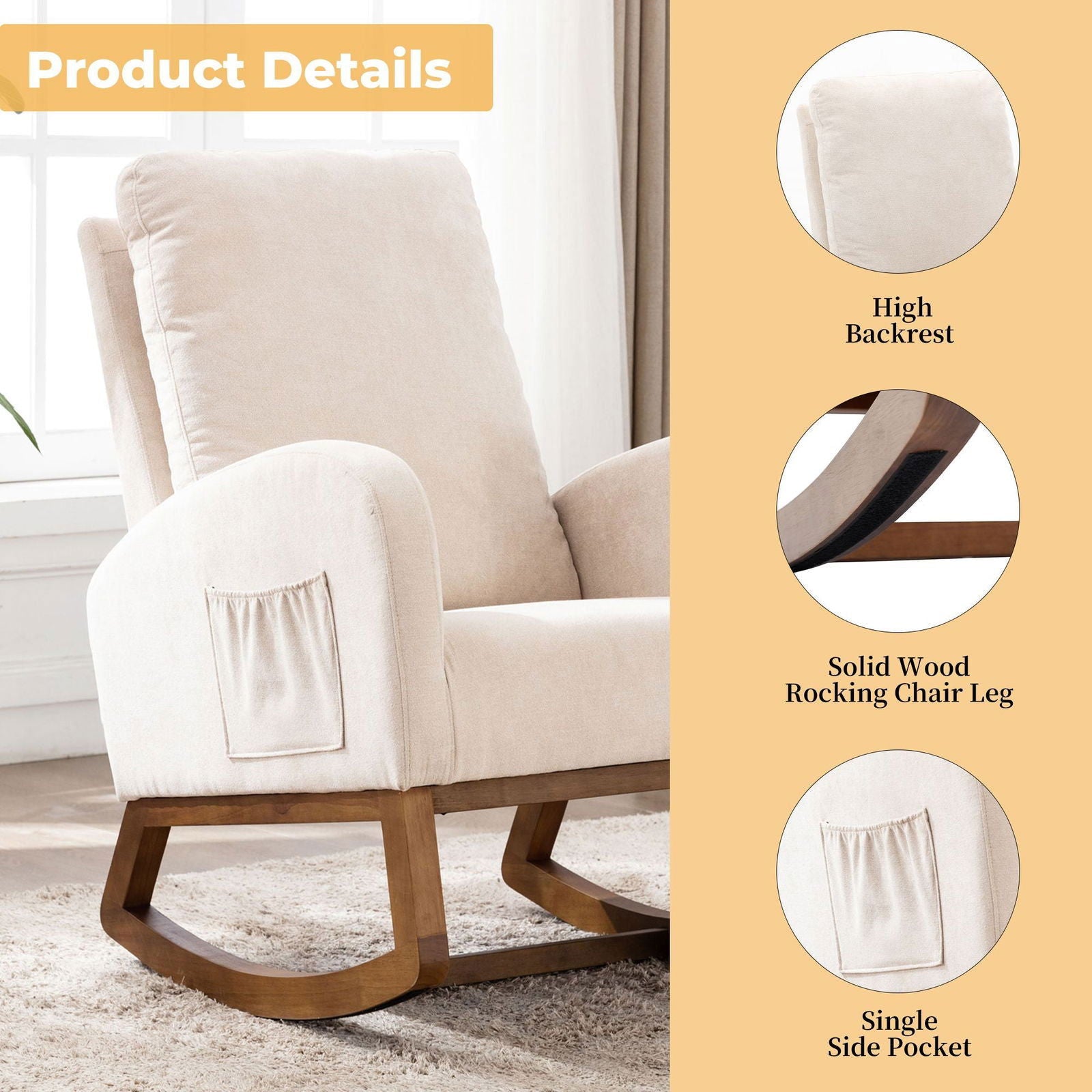 Coolmore Rocking Chair - Natural CuteNest