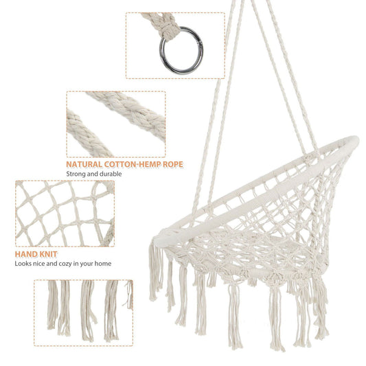 Cotton Rope Hammock Swing Chair - Natural CuteNest