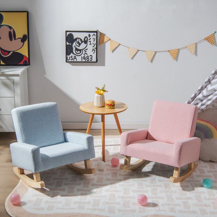 Kids Rocking Chair with Solid Wood Legs - Natural CuteNest