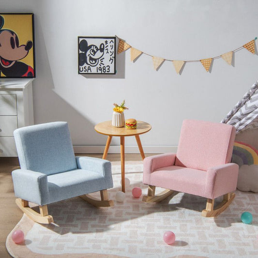 Kids Rocking Chair with Solid Wood Legs - Natural CuteNest