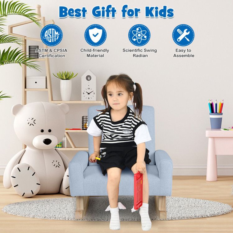 Kids Rocking Chair with Solid Wood Legs - Natural CuteNest