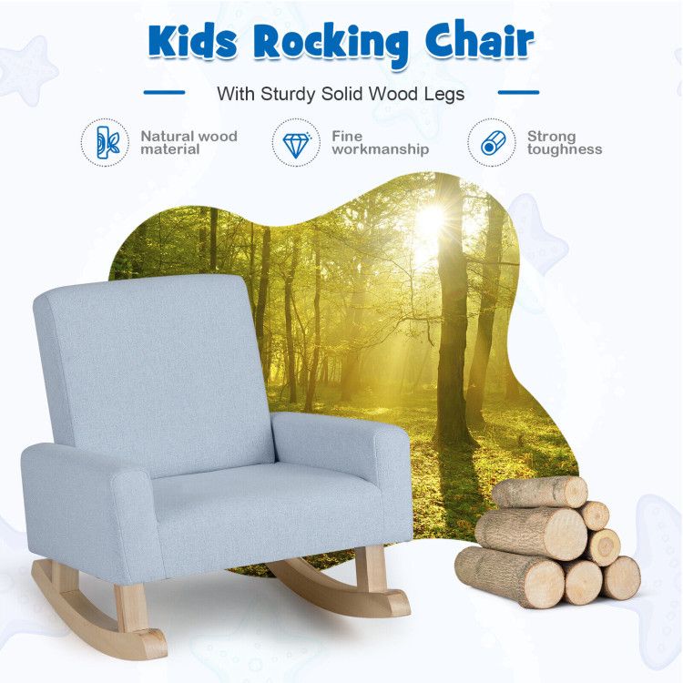 Kids Rocking Chair with Solid Wood Legs - Natural CuteNest