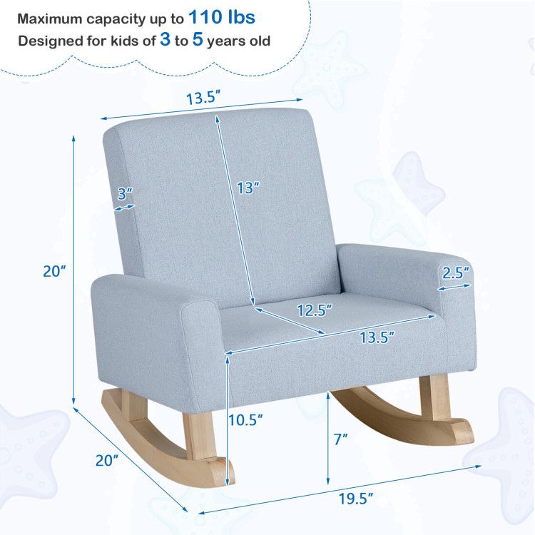 Kids Rocking Chair with Solid Wood Legs - Natural CuteNest