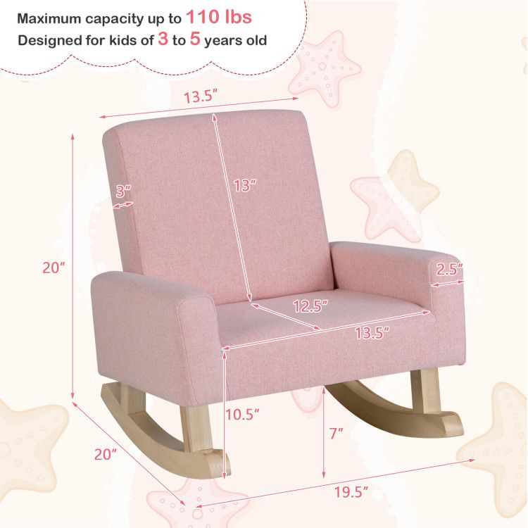 Kids Rocking Chair with Solid Wood Legs - Natural CuteNest