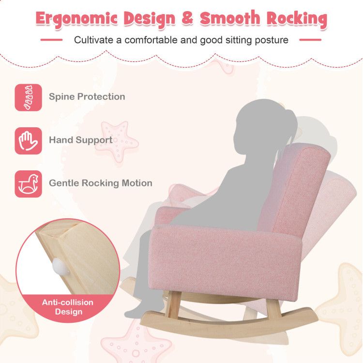 Kids Rocking Chair with Solid Wood Legs - Natural CuteNest