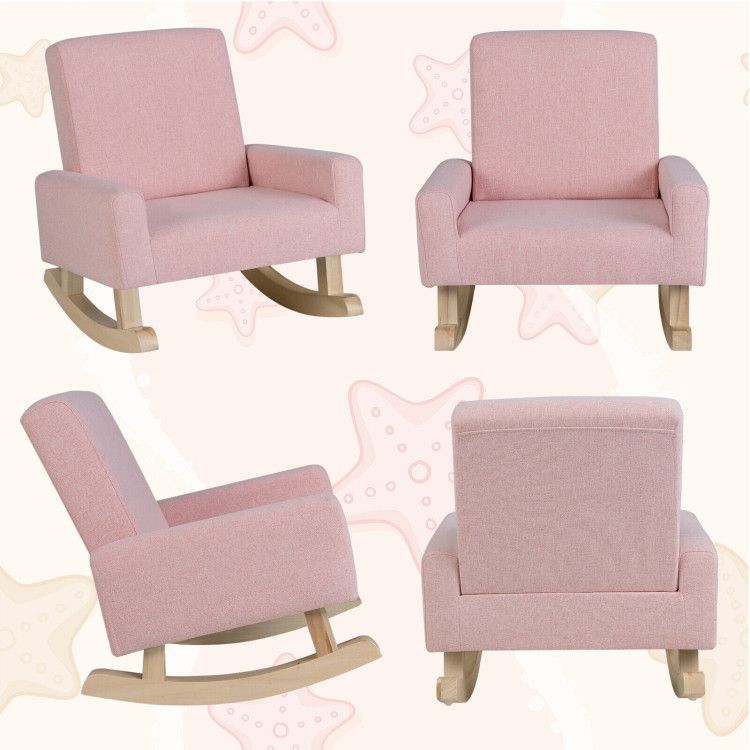Kids Rocking Chair with Solid Wood Legs - Natural CuteNest