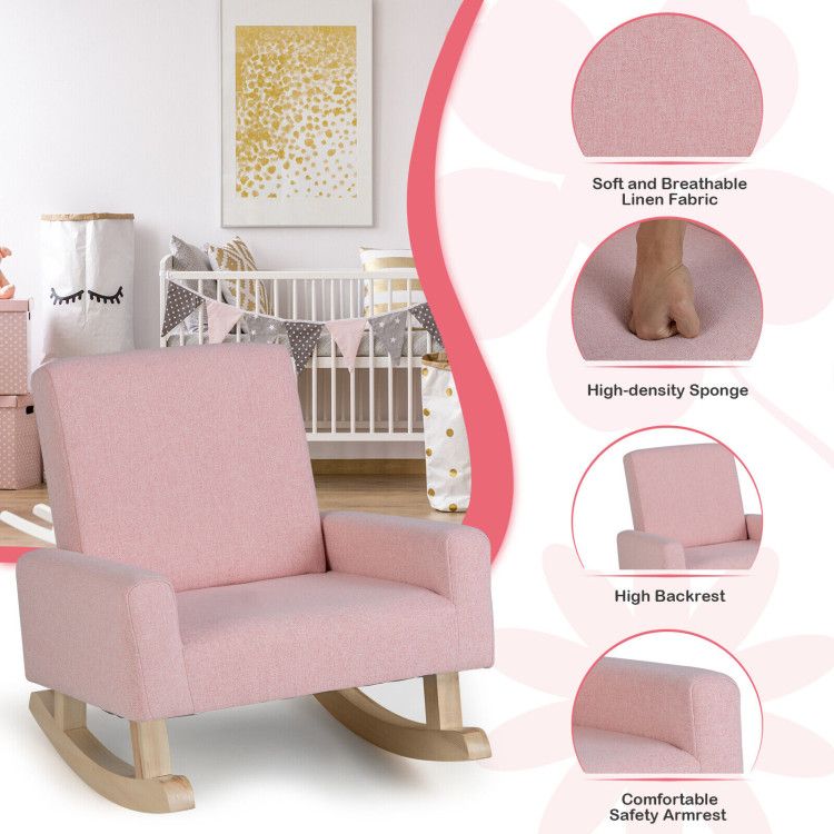 Kids Rocking Chair with Solid Wood Legs - Natural CuteNest