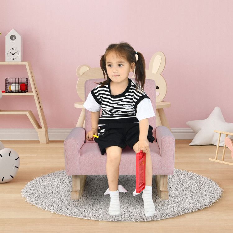 Kids Rocking Chair with Solid Wood Legs - Natural CuteNest