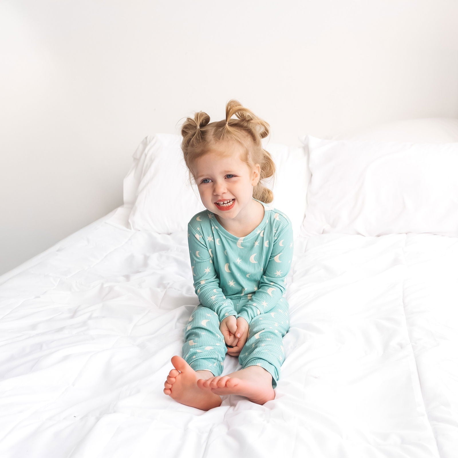LONG SLEEVE 2 PIECE SETS- Moon + Stars Ribbed - Natural CuteNest