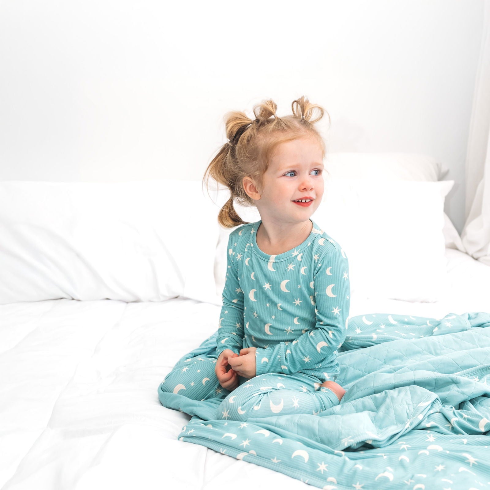 LONG SLEEVE 2 PIECE SETS- Moon + Stars Ribbed - Natural CuteNest