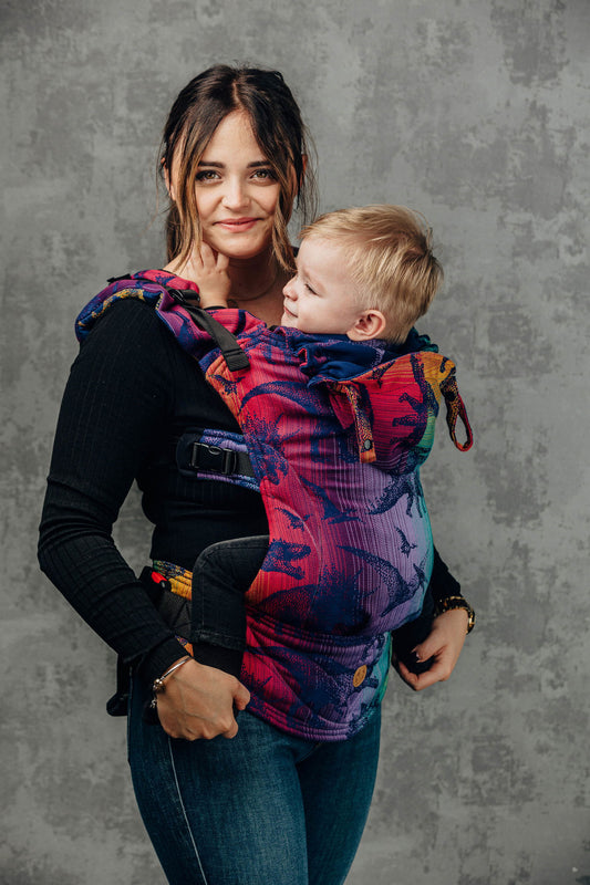 LennyGo Ergonomic Carrier, Baby Size, jacquard weave 100% cotton - JURASSIC PARK - NEW ERA - Natural CuteNest