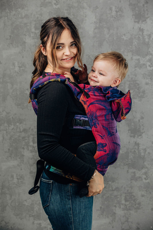 LennyGo Ergonomic Carrier, Baby Size, jacquard weave 100% cotton - JURASSIC PARK - NEW ERA - Natural CuteNest